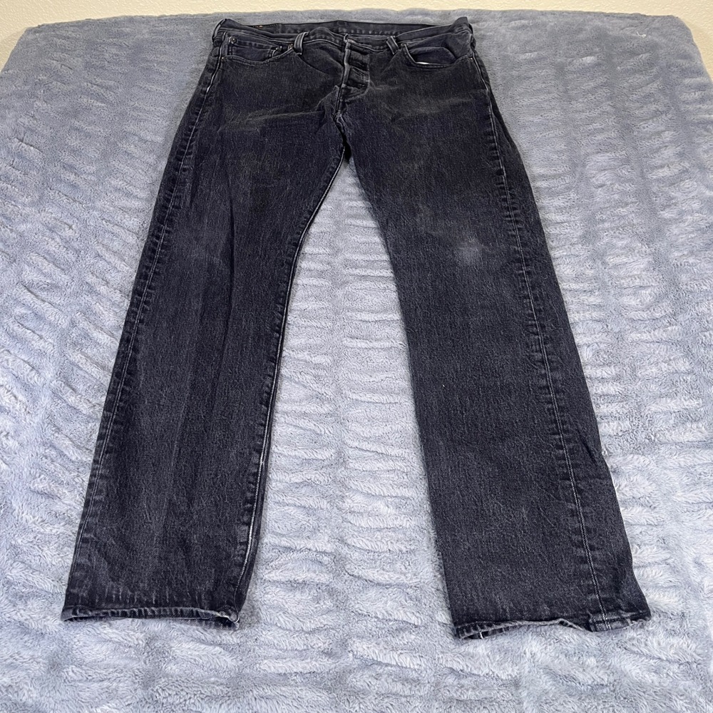 Levis 501 Original Men Faded Black Straight Leg Stretch Jeans W36 L32 (Fits L30)